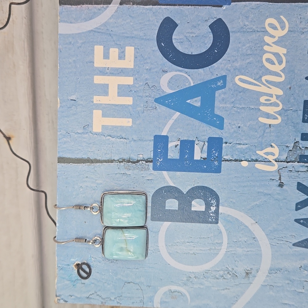 Sterling Silver Fishhook Style Rectangular Earrin… - image 2